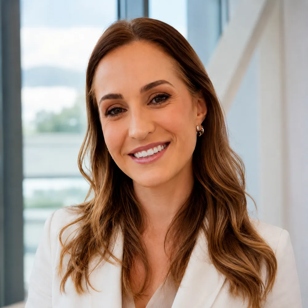 Dra. Daiana Scheid, médica oncologista, em ambiente claro
